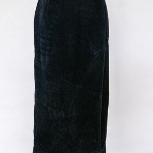 1980s Skirt Blue Suede Leather High Waist M