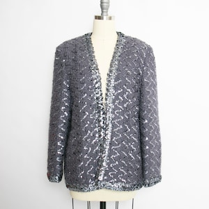 1970s Lilli Diamond Cardigan Sequin Mohair Sweater L