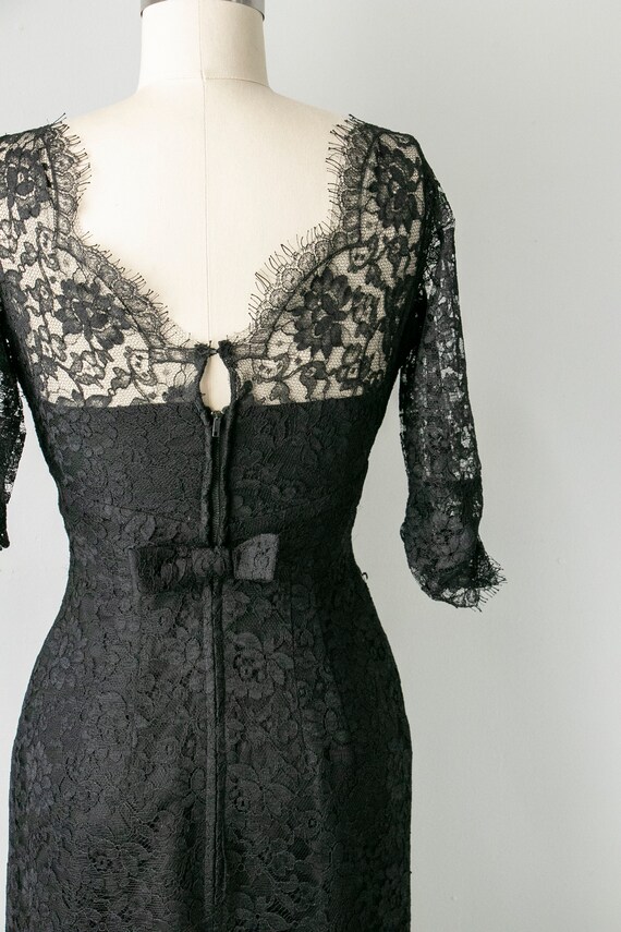 1950s Dress Black Illusion Chantilly Lace XS - image 7