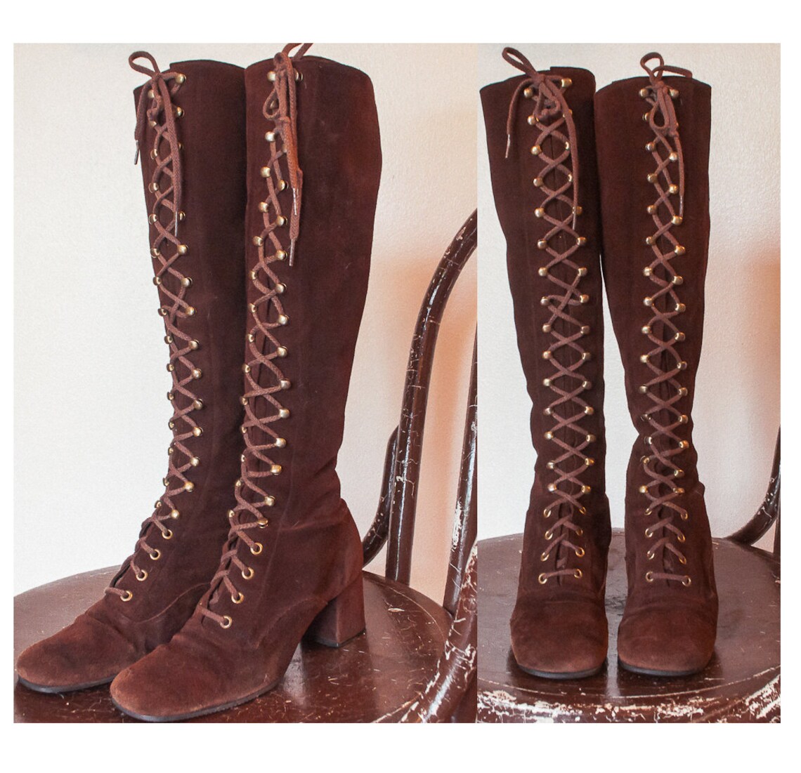 dark brown suede lace up boots