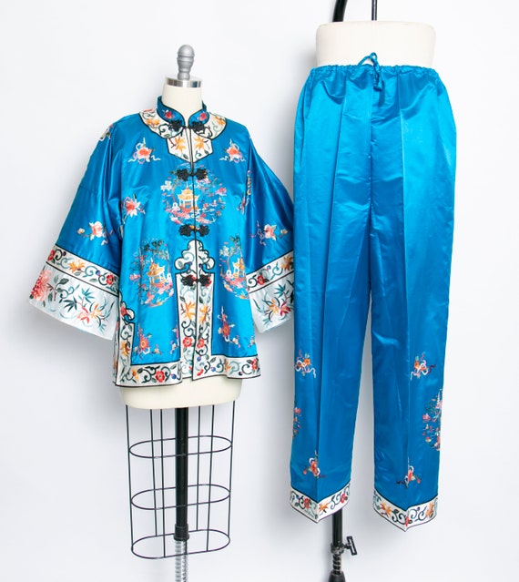 1950s Loungewear Ensemble Chinese Silk Embroidered