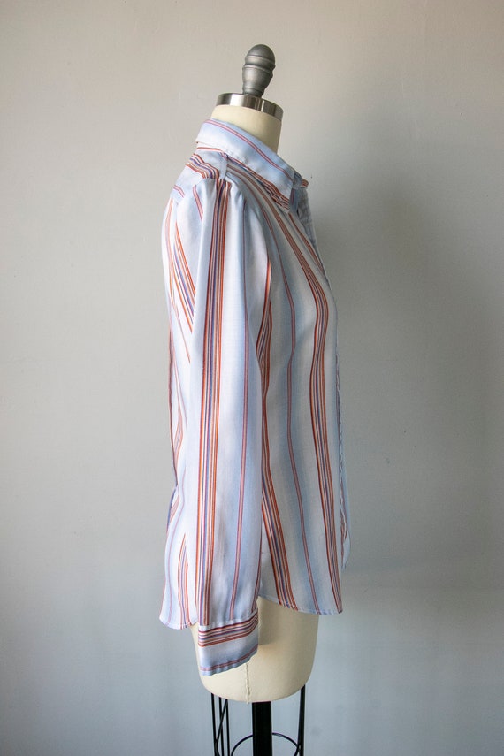1970s Blouse Striped Top XS - image 4
