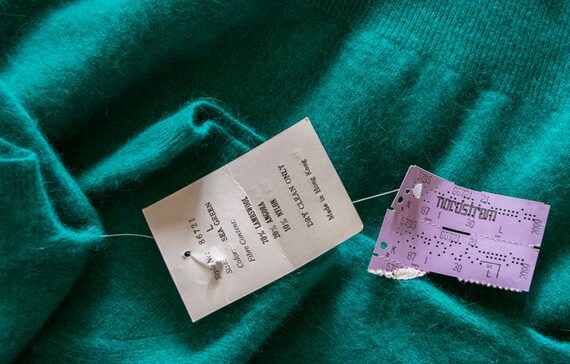 1980s Sweater Knit Top Teal Angora Deadstock M - image 8