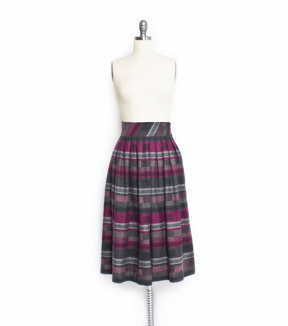 1980s Skirt DVF Diane Von Furstenberg Wool Stripe… - image 1