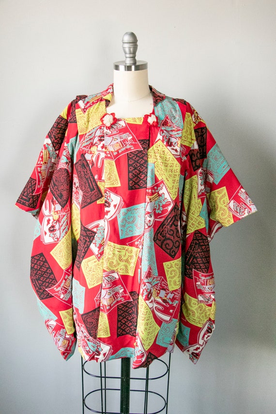 1940s Haori Japanese Rayon Jacket Robe Gem