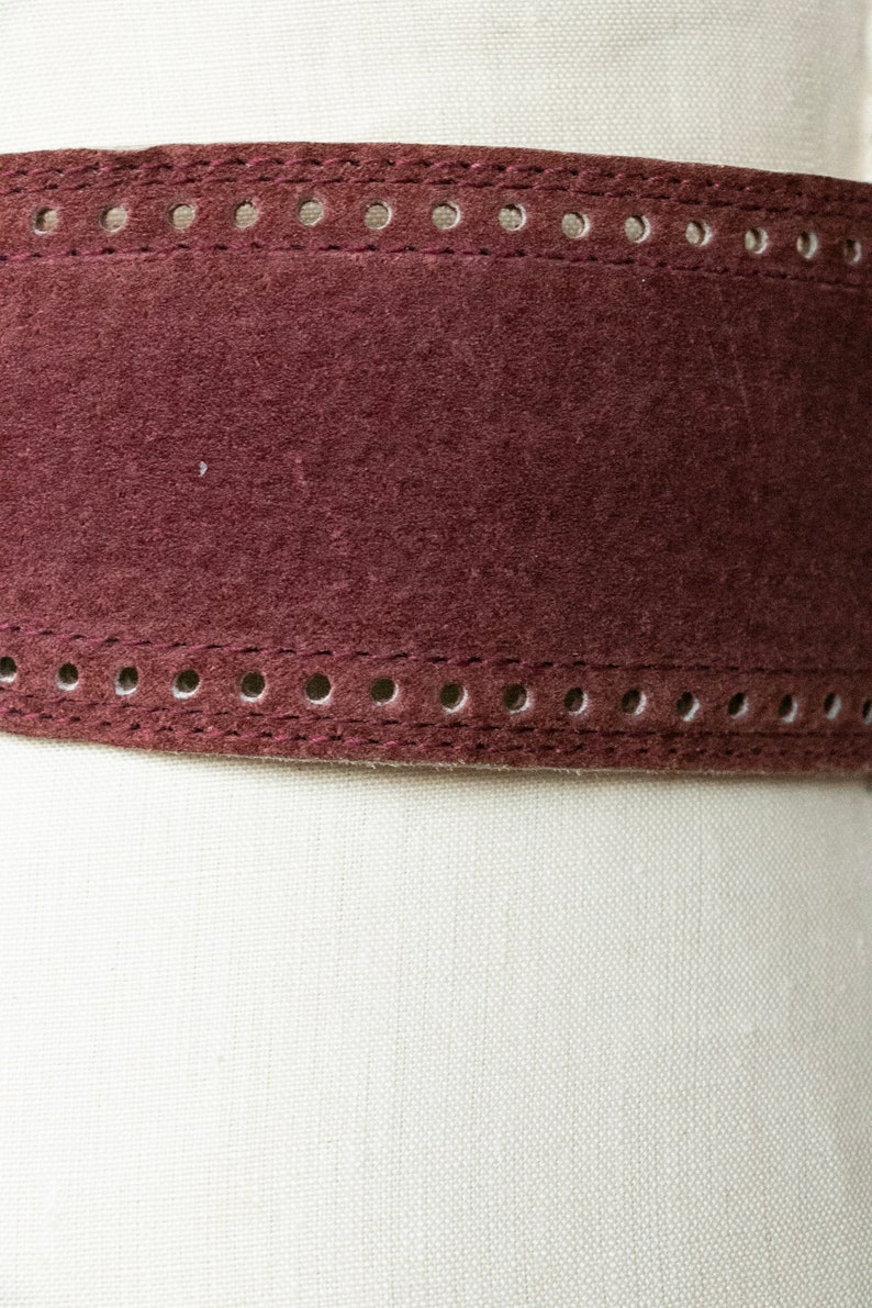 1980s Belt Suede Leather Cinch Waist Plum image 6