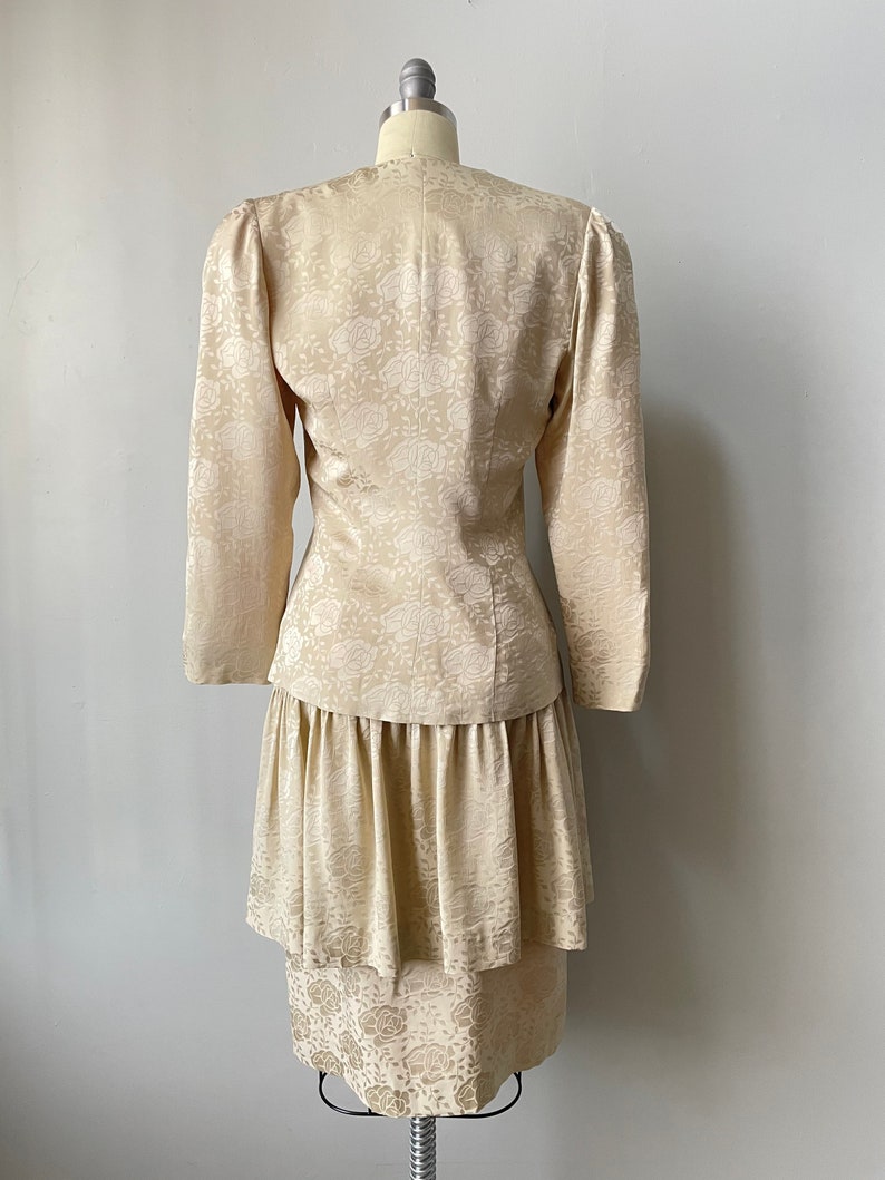 1980s Silk Suit Albert Nipon Skirt Blouse S image 3