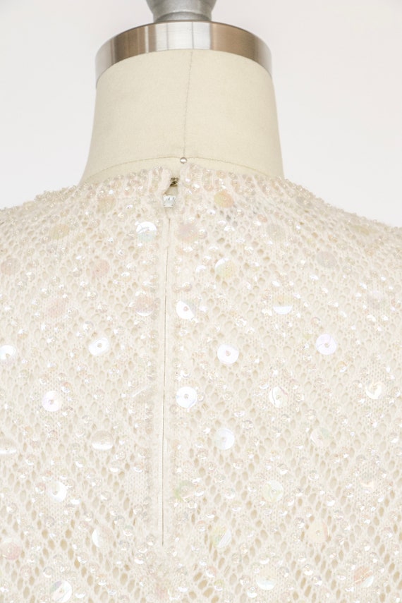 1960s Sequin Top Wool Knit Sleeveless Blouse M - image 8