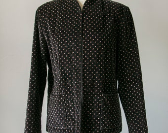 1970s Velvet Jacket Patterned Blazer M