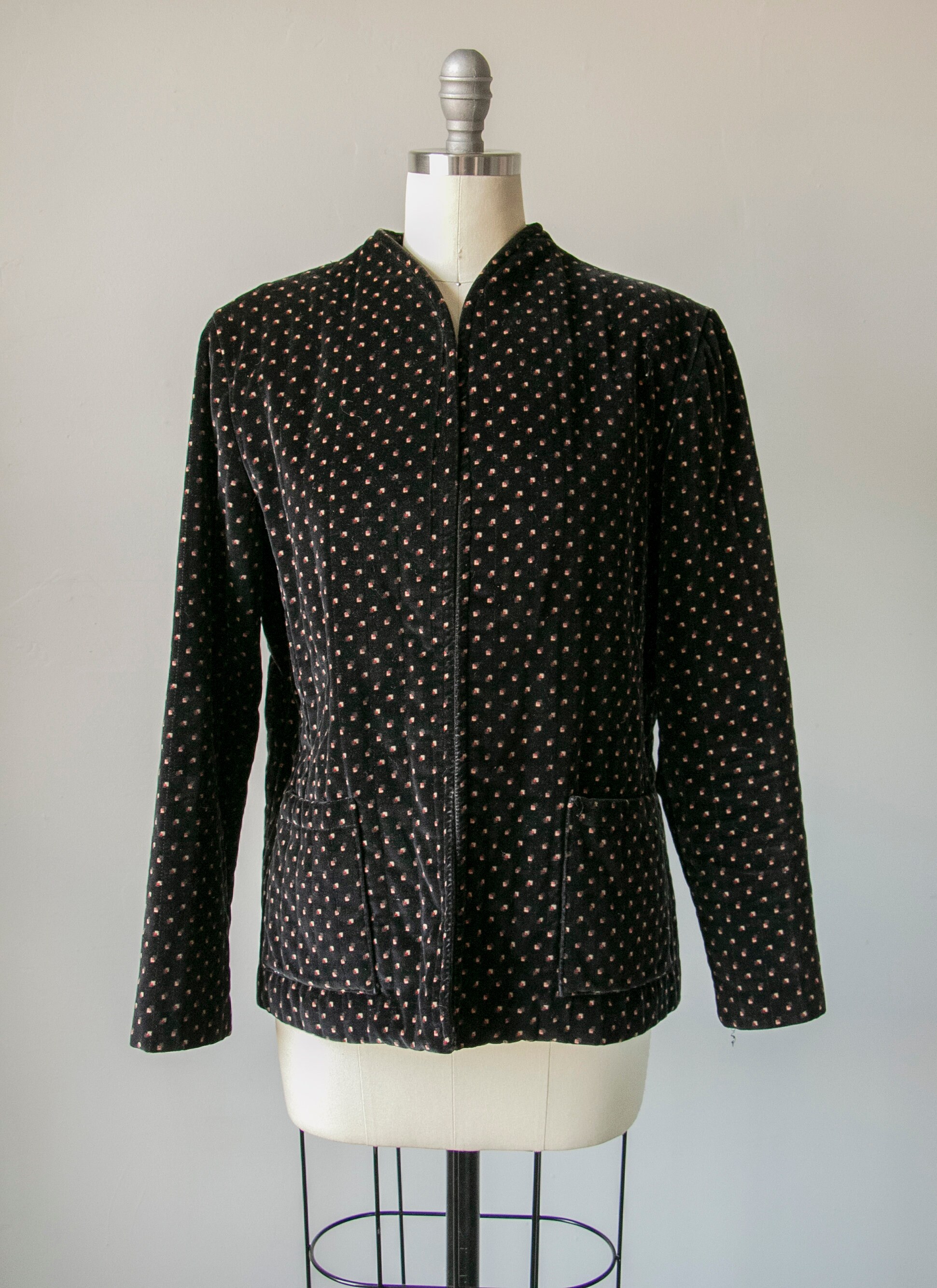 1970s Velvet Jacket Patterned Blazer M