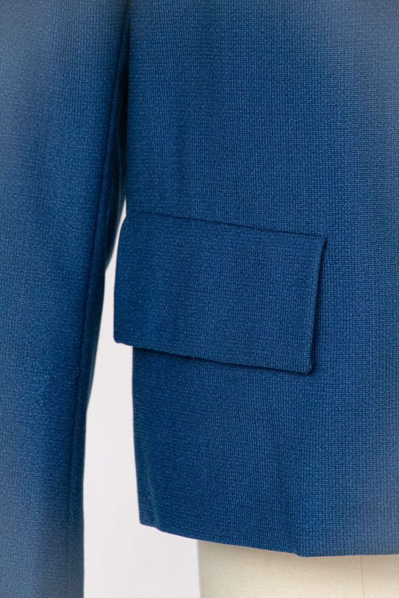 1960s Coat Wool Blue Cropped Persian Lamb Fur S / M image 8