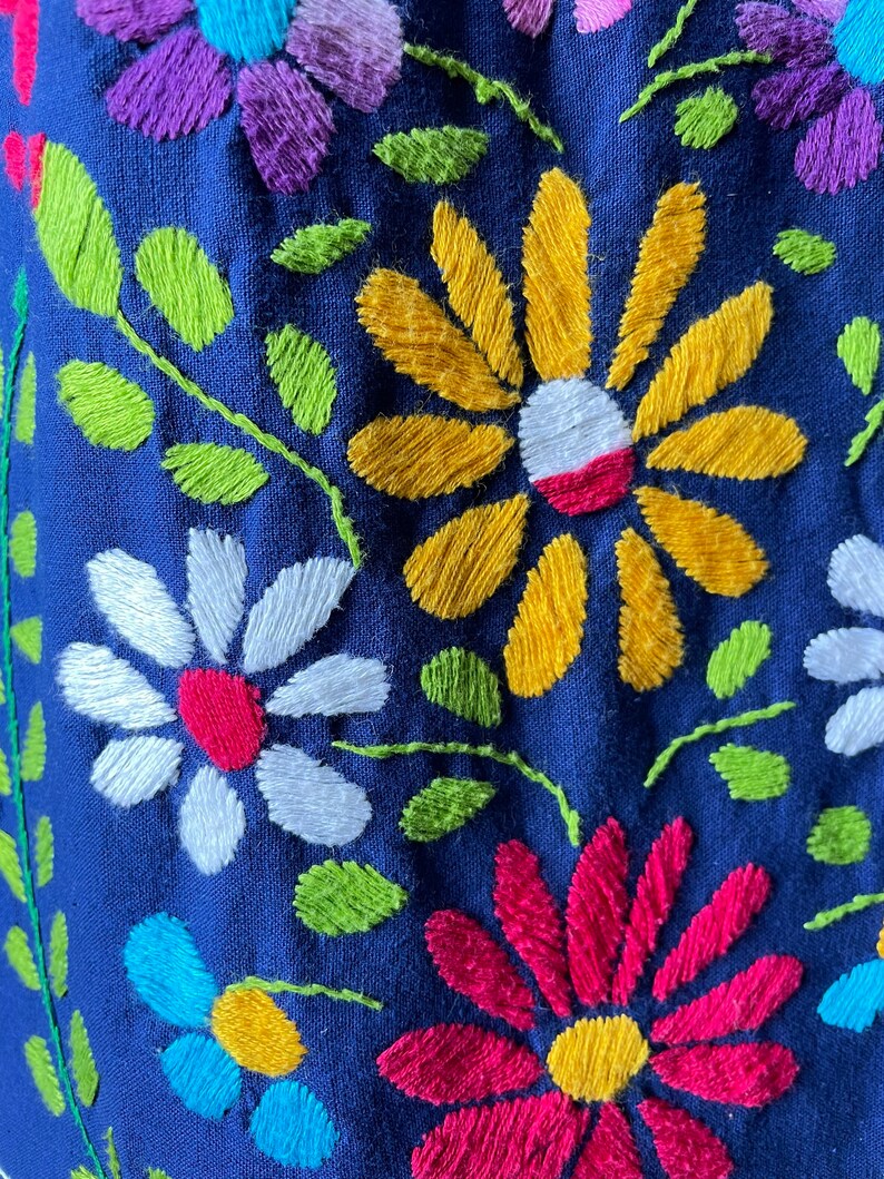 1970s Maxi Dress Mexican Embroidered Cotton S image 7