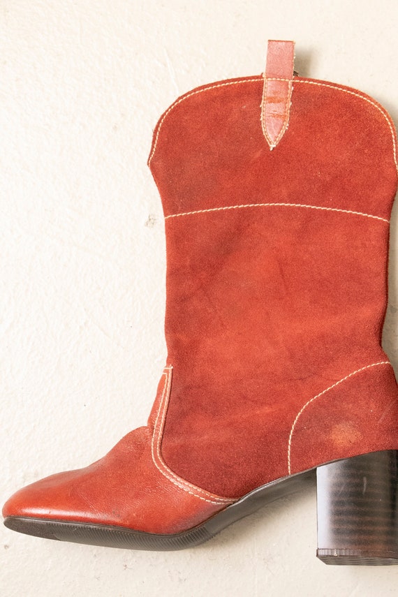 1970s Boots Suede Leather GoGo Cowboy 6 - image 3