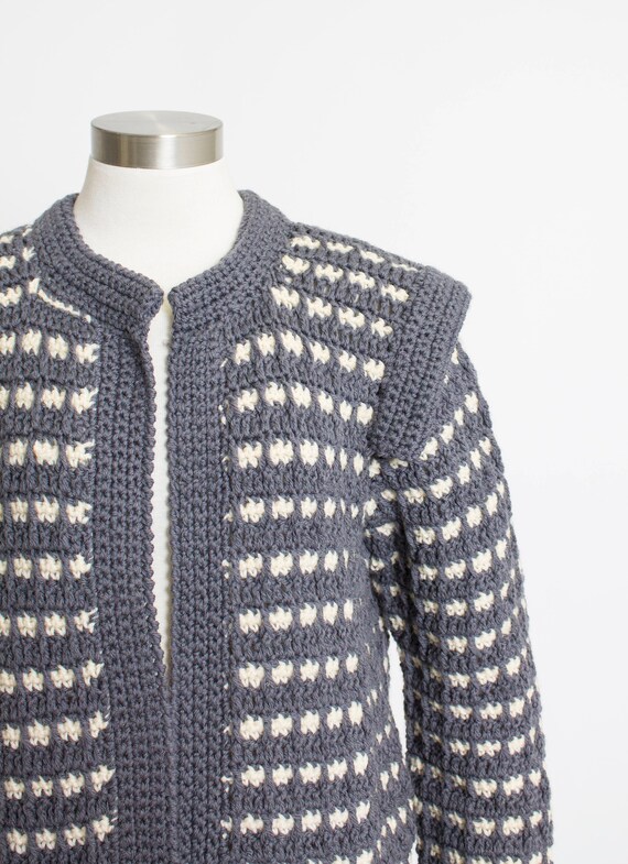 1980s Sweater Wool Knit Hand Knit Irish Cardigan S - image 4