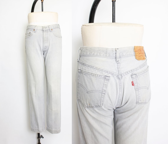 1990s Levi's 501 JEANS Gray Denim Cotton High Wai… - image 1