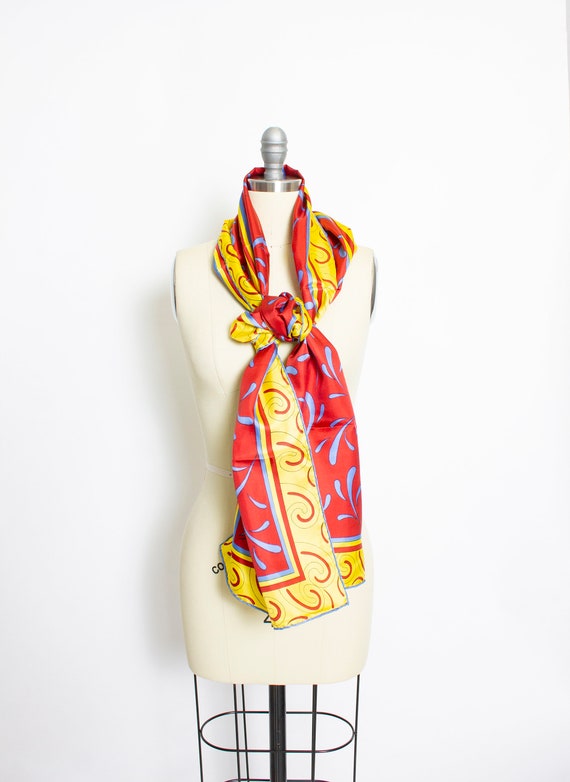 Vintage Silk Scarf Burmel DEADSTOCK Red Long
