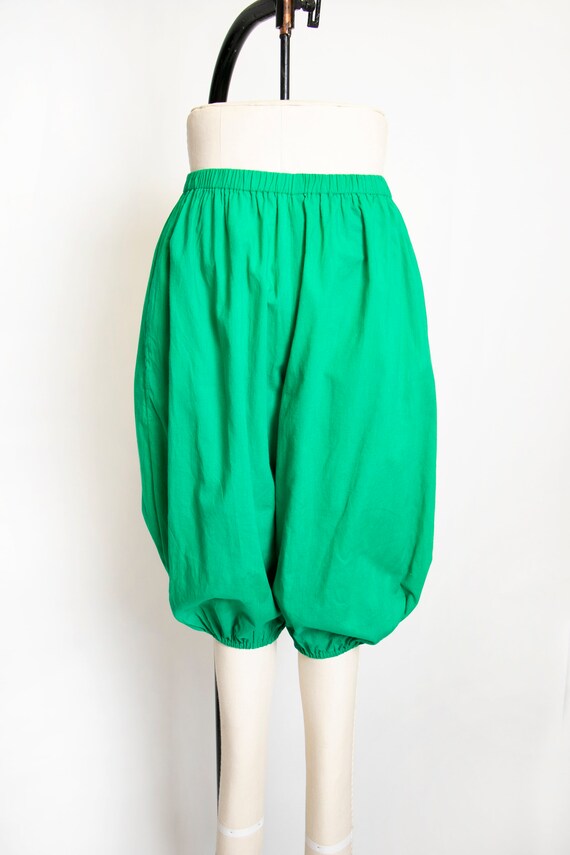 1970s Cropped Pants Green Cotton Pantaloons 70s Sm