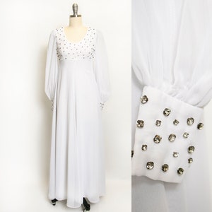 1960er Jahre Kleid Chiffon Strasskleid Maxikleid XS