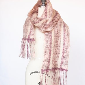1960s Mohair Wool Knit Oversized Long Shawl Wrap Scarf