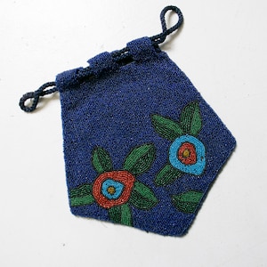 1920s Beaded Purse Art Deco Flapper Floral Bag 30s