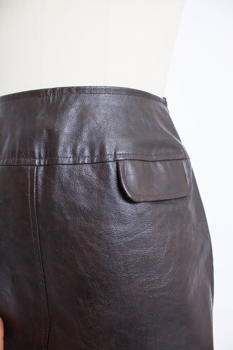 Vintage 1960s Mini Skirt Brown Short Vinyl Faux Leather XS | Etsy