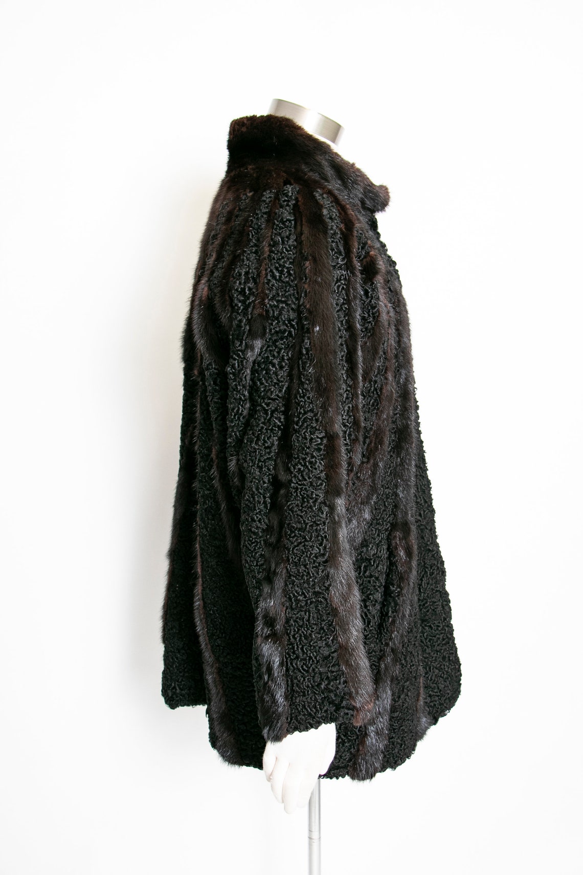 1950s Fur Coat Black Persian Lamb Mink Stripes L / M - Etsy