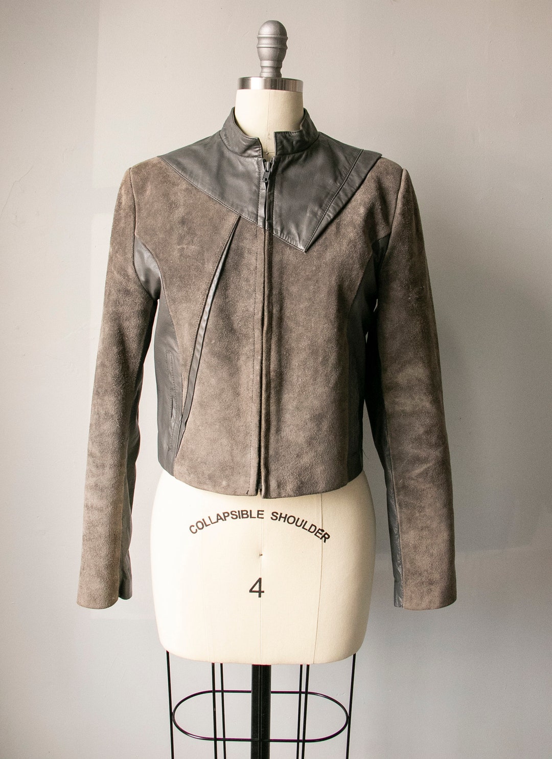 1980s Suede Leather Jacket Cropped Grey S - Etsy Israel