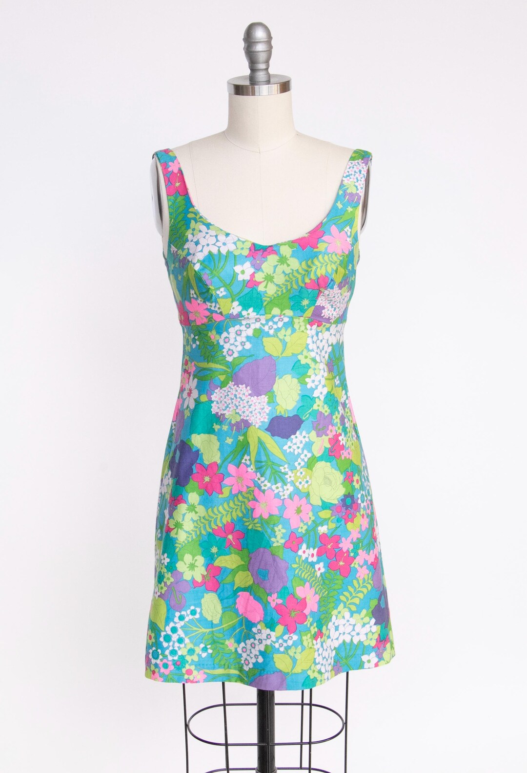 1960s Dress Hawaiian Beachwear Polished Cotton Floral Mini XS - Etsy Israel