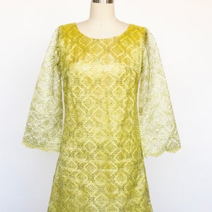 1960s Dress Metallic Gold Mod Mini S