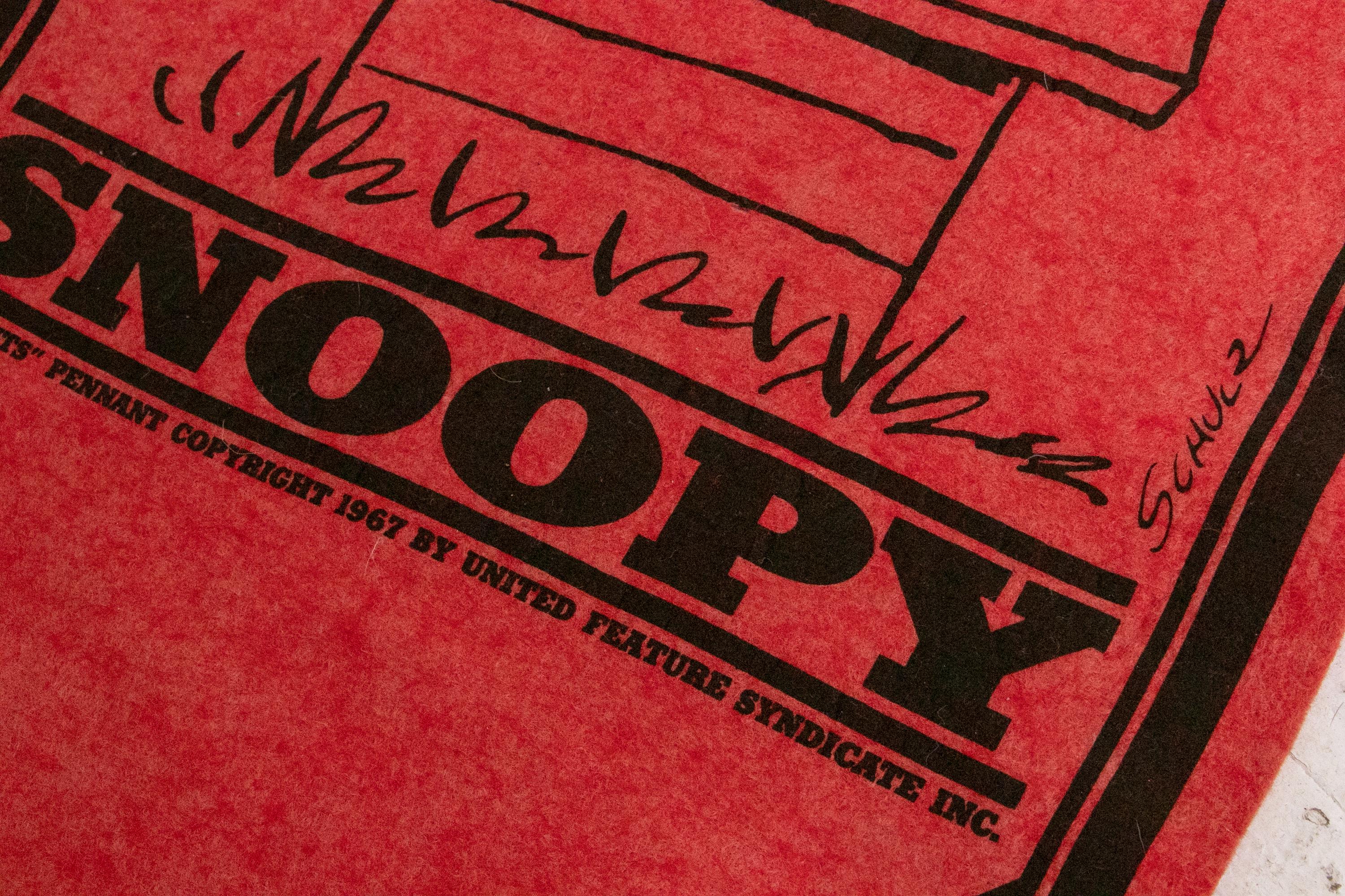 Vintage 1967 Snoopy Peanuts Felt Banner Pennant Flag Curse You Red