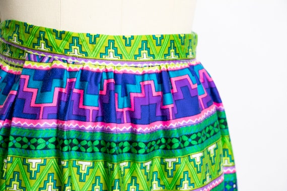 1970s Wrap Skirt Bright Geometric Print M - image 5