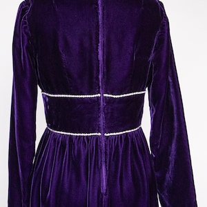 1960s Maxi Dress Purple Velvet Full Length M/S image 3