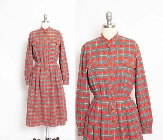1970s LANZ Dress Plaid Flannel Cotton Shirt Front