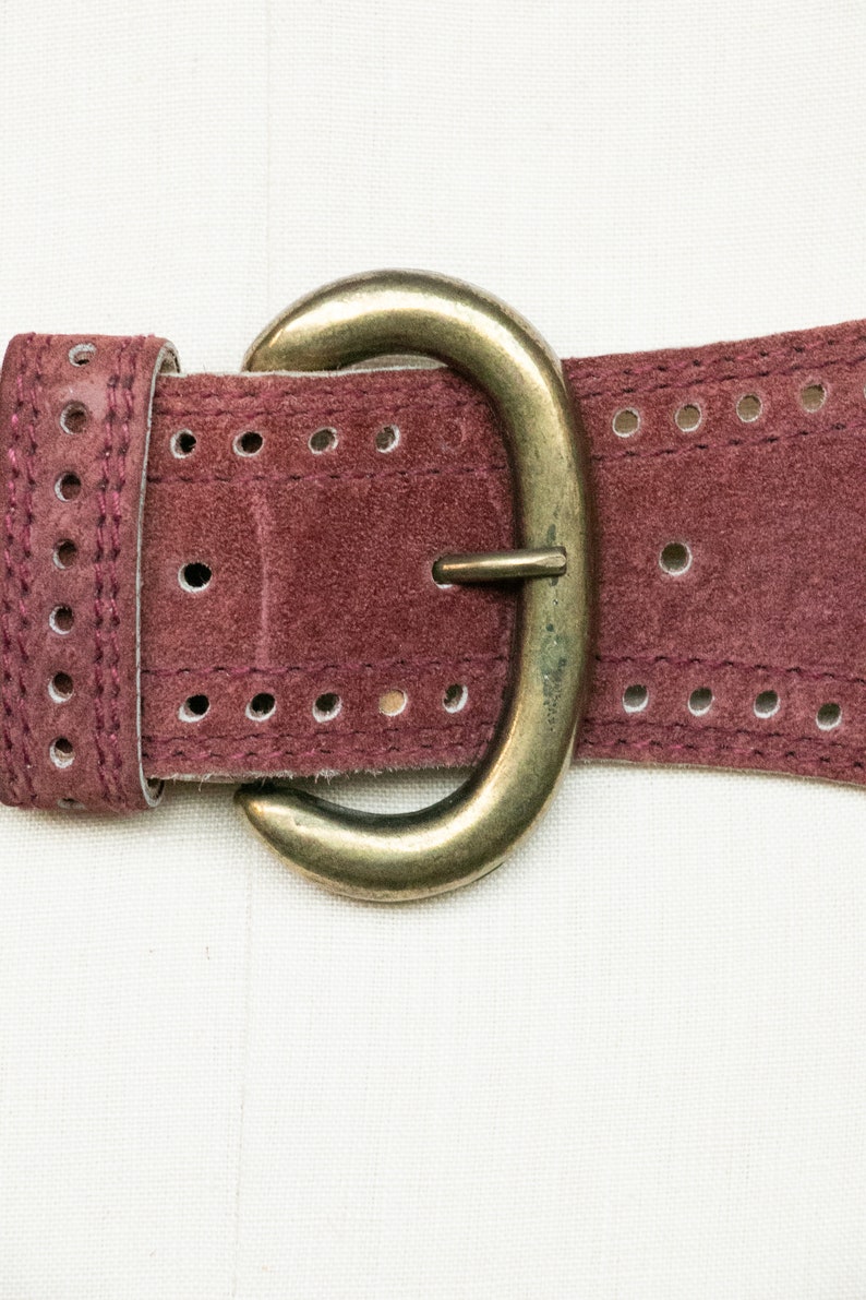 1980s Belt Suede Leather Cinch Waist Plum image 2