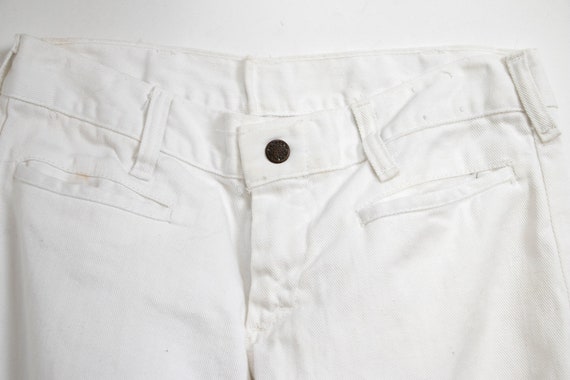 1970s Sailor Pants White Cotton Flare Bells XS P - image 6