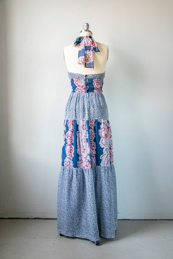 1970s Maxi Dress Young Innocent Halter XS - image 4