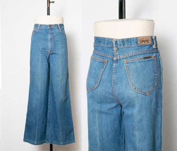 1970s Jeans Britannia Cotton Denim Wide Leg 31 x | Etsy