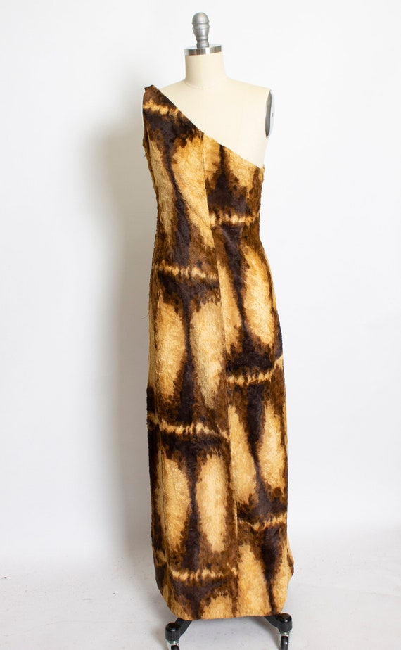 1960s Burlesque Costume Faux Fur Long Dress XS - image 4