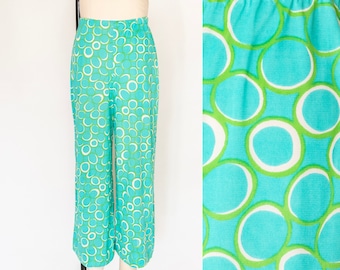 1970s Lounge Pants Printed Wide Leg S