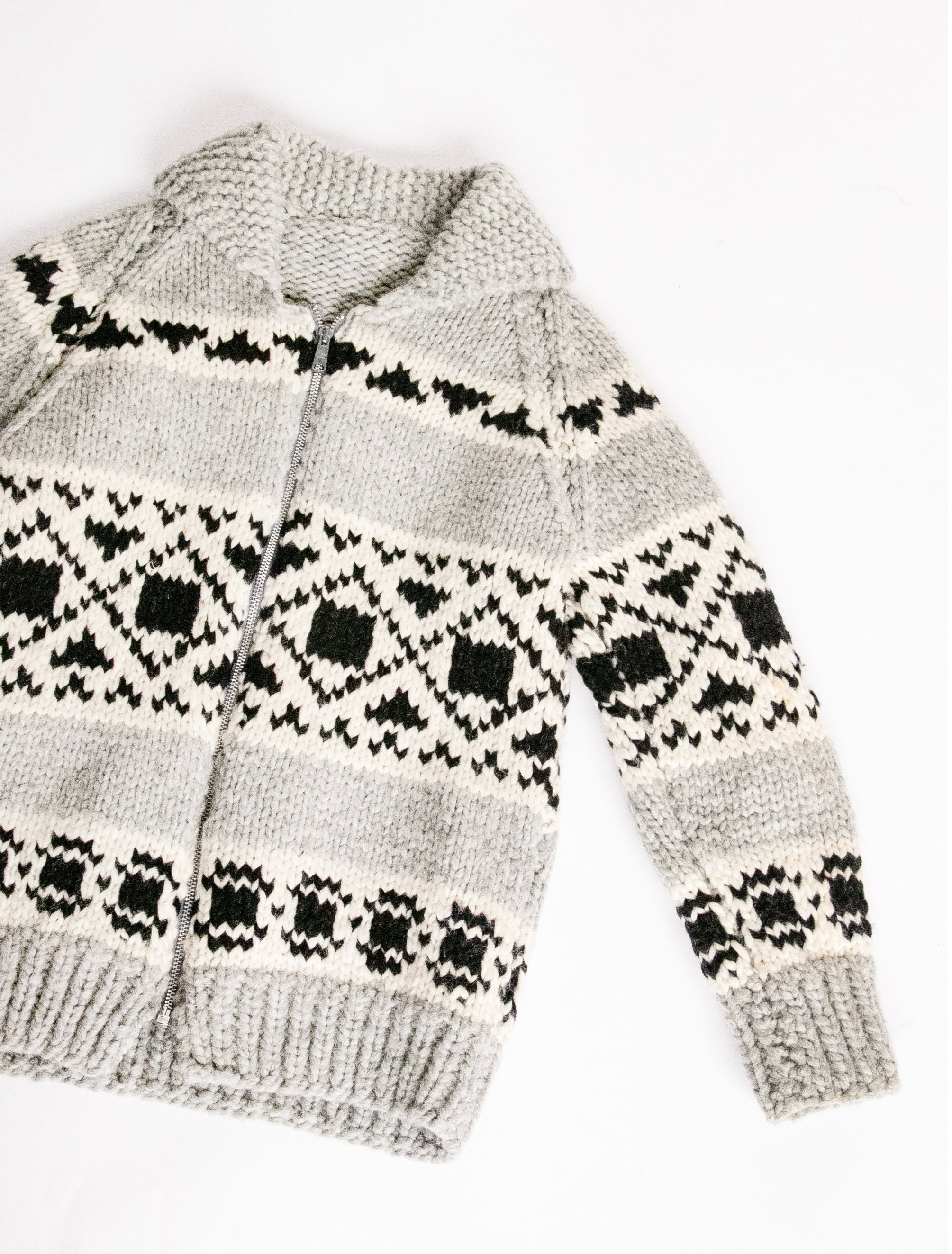 1960s Sweater Cowichan Zip Cardigan Wool Knit S - Etsy 1960s Sweater Cowichan Zip Cardigan Wool Knit S - Etsy