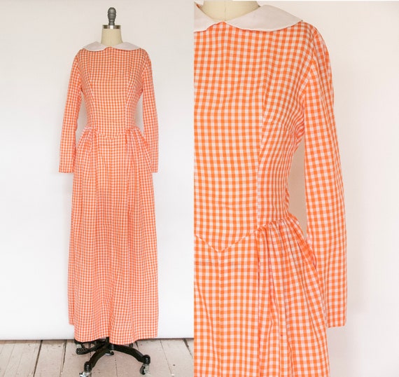 The Yellow Daisy ~ delightful 1970s cotton gingham prairie dress