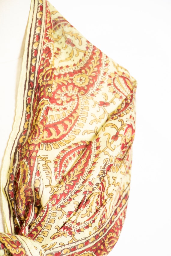 India Cotton Scarf Long Printed Wrap 1970s - image 3