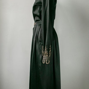 1930s Dress Black Silk Beaded XS image 3