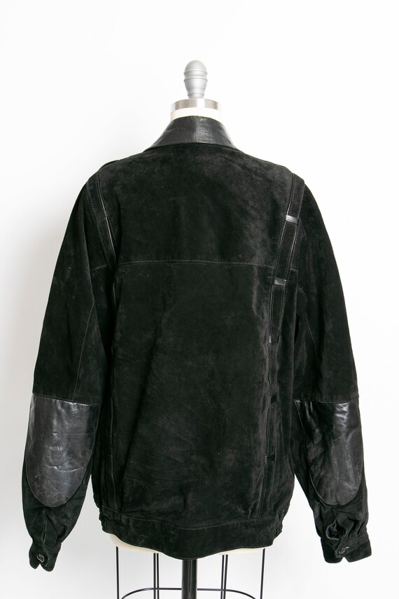 1980s Suede Leather Jacket Black M - image 3