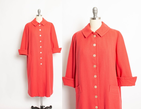 Vintage 1950s Coat Wool Grapefruit Pink Wool Swing