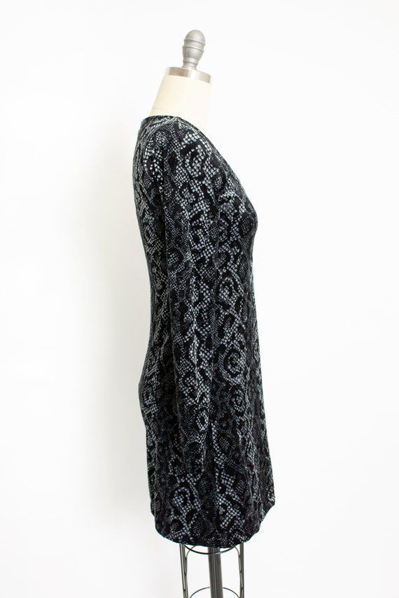 1990s Betsey Johnson Dress Velvet Snake Print S - image 2