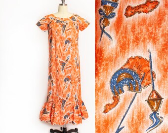 Late 1950s / Early 1960s Mermaid Hem Hawaiian Maxi Dress - "paradise ...