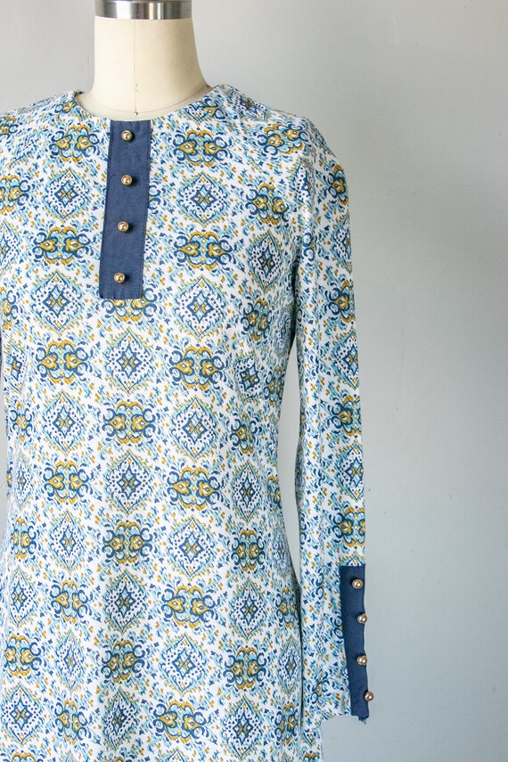 1960s Mini Dress Printed Mod Shift S - image 6