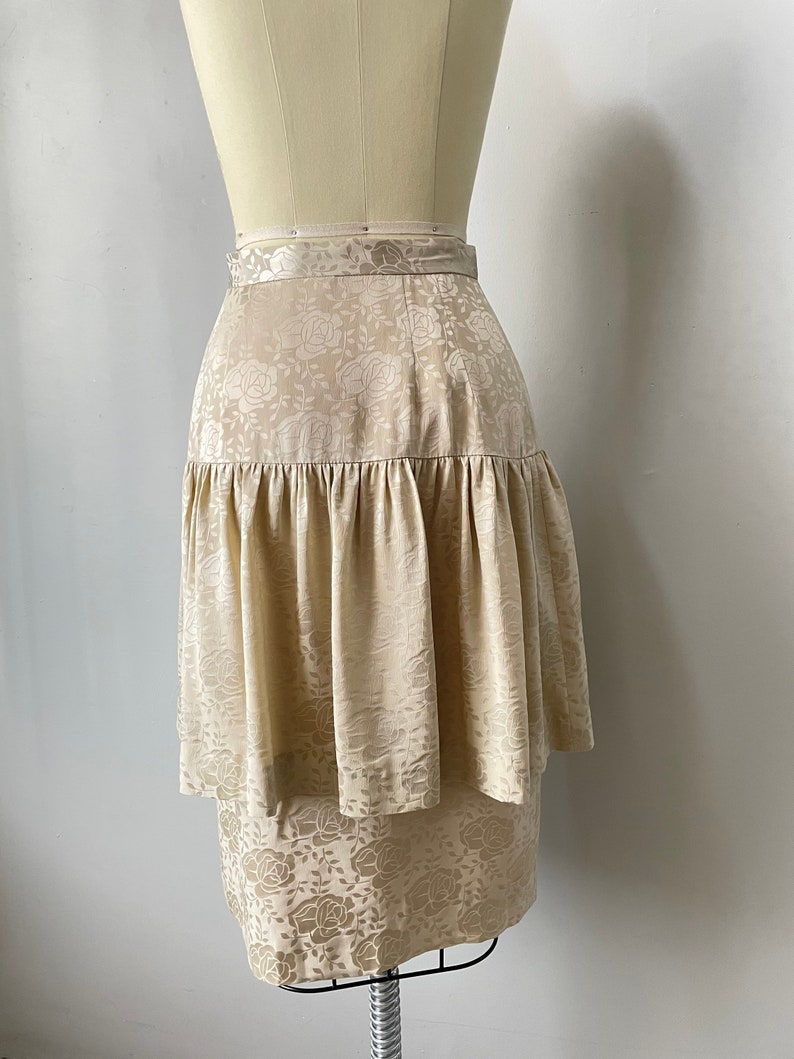 1980s Silk Suit Albert Nipon Skirt Blouse S image 7