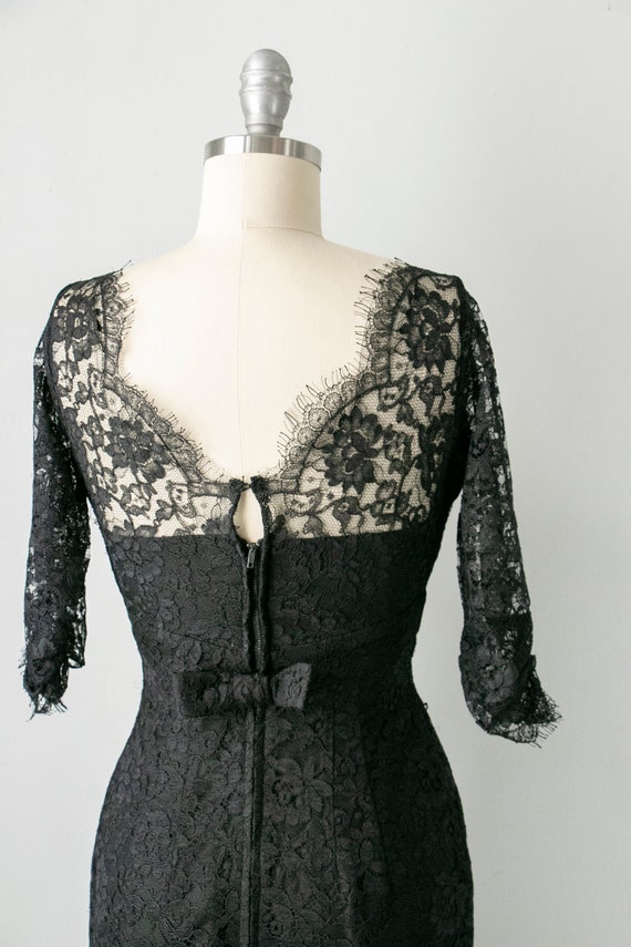 1950s Dress Black Illusion Chantilly Lace XS - image 5